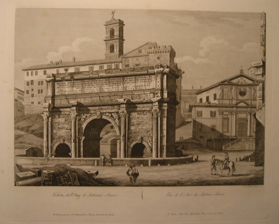 Parboni Pietro (attivo a Roma nella prima metà  del XIX Secolo) Veduta dell'Arco di Settimio Severo 1829 Roma 
